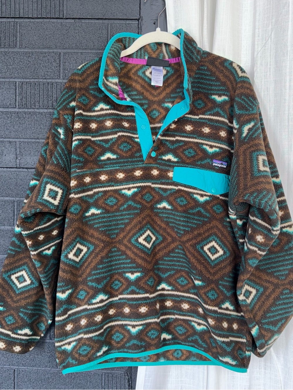Patagonia Synchilla Aztec Southwest Snap T Fleece Flap Pocket Jacket Size Medium